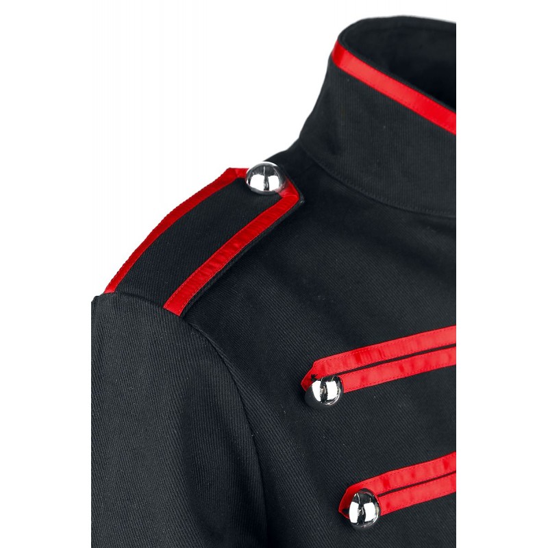 Men Red Parade Military Jacket Steampunk Marching Drummer Jacket 